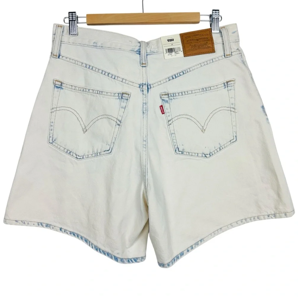 Levi’s Focus on the Present High Rise Baggy Bleached Light Washed Denim Shorts